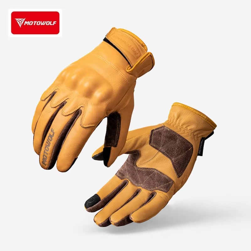 Motorcycle Glove Knuckle - Leather Motorcycle Gloves Retro Riding Gloves