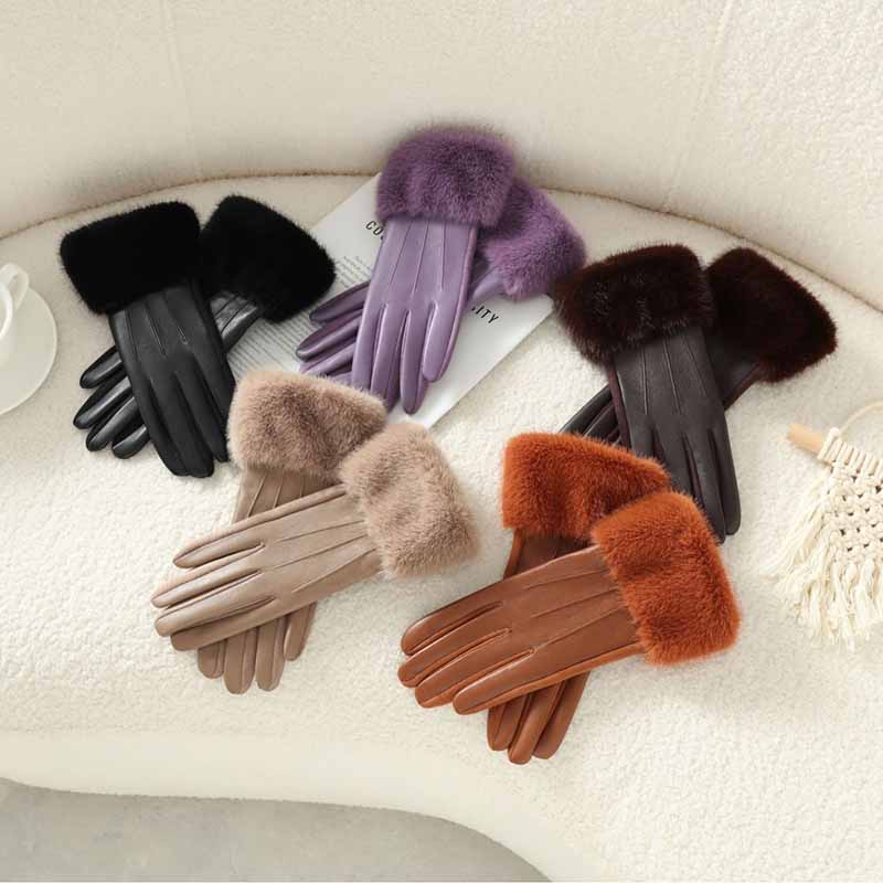 Luxury Women's Winter PU Leath - Leather Driving Glove 评论和价格