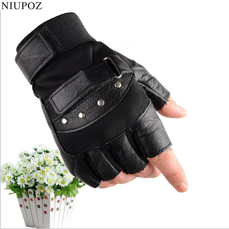 Men's Half Finger Leather Fitn - Leather Driving Glove 评论和价格